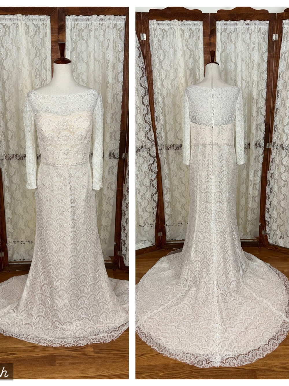 Gorgeous Oleg Cassini Illusion Lace Wedding Gown